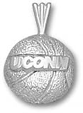 Connecticut Huskies Solid Sterling Silver ''UCONN'' Basketball Pendant
