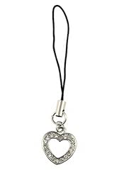 Cell Phone Charm - C3 - Strap Style - Crystal Heart ~ Clear