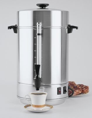 Focus Foodservice 58001R Regalware Commercial Aluminum Coffeemaker with Non-Drip Spigot, 101-Cup