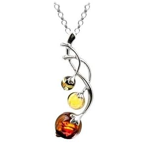 Amber by Graciana - 40108pch - Collier Chaine Rolo - Berry Branche - Femme - Argent 925/1000 - Ambre Multicolore - 46cm