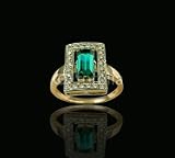 Wallmonkeys Peel and Stick Wall Decals - Golden Emerald & Diamond Ring - Removable Graphic