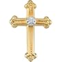 14k Yellow Gold Cross Lapel Pin With Diamond 15x10.5mm - JewelryWeb