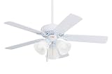 Emerson CF710WW Traditional Style 42-Inch 5-Blade Ceiling Fan, White with Frosted Globes