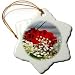 Red Rose With Babys Breath - Photography Flowers - 3 Inch Snowflake Porcelain Ornament