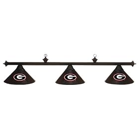 Georgia UGA Bulldogs 3pc BLACK METAL SHADE POOL TABLE LIGHT LAMP