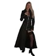 Gothic Wild Long Ankle Length Flowing Genuine Leather Fashion Coat Corset Dress