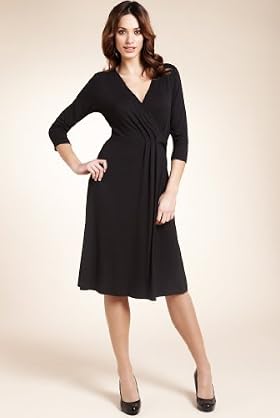 3-4 Length Sleeve Wrap Jersey Dress