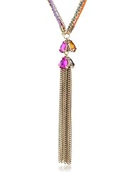 Betsey Johnson "Carnival" Crystal Cluster Tassel Long Macrame Pendant Necklace, 27"