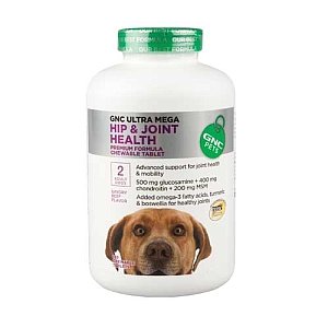 GNC Pets Ultra Mega Multivitamin Plus for Adult Dogs - Beef Flavor 180 chewable tablets.