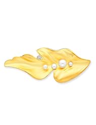 14k Cultured Pearl & CZ Leaf Pin