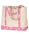 Beach Tote Bag, Color: Natural/Flamingo Print, Size: One Size