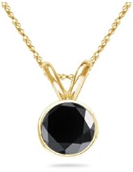 2.00 Cts AAA Round Black Diamond Solitaire Pendant in 14K Yellow Gold