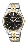 Seiko Two-Tone Stainless Steel Black Dial Men's Watch #SNE034