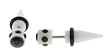 White Acrylic Fake Tapers with Black Crystals - 2G - 16G Wire - Sold as a Pair