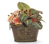 Set of 4 Embossed Metal Fleur de Lis Planters