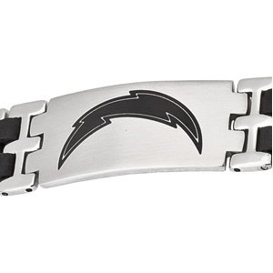 Stainless Steel San Diego Chargers Rubber Logo ID Bracelet