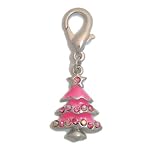 Aria Jeweled Christmas Tree Pet Charm - Pink