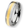 14k Gold Inlaid Polished Titanium Ring (6.0 mm) With Wood Box - Sizes 6-13