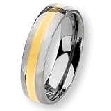 14k Gold Inlaid Polished Titanium Ring (6.0 mm) With Wood Box - Sizes 6-13