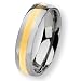 14k Gold Inlaid Polished Titanium Ring (6.0 mm) With Wood Box - Sizes 6-13