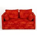 Kindersofa Schlafsofa Davos, rot mit Blumen