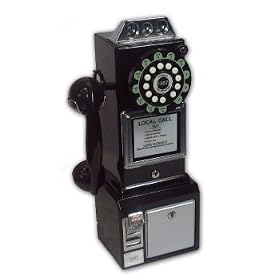 1950'S Style American Wall Pay Phone - Black Retro Telephone