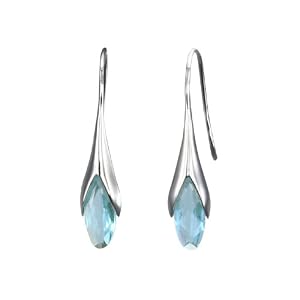 Buy *Free ShippingCalla Lily Aquamarine Cubic Zirconia Drop Platinum Overlay CAREFREE Sterling Silver... by Dahlia