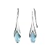 Calla Lily Aquamarine Cubic Zirconia Drop CAREFREE Sterling Silver Hook Earrings