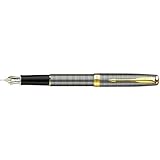 Parker Sonnet Sterling Ciselé Fine Point Fountain Pen with Golden Trim, Silver (1743550)