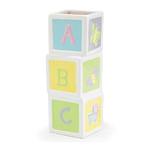 Baby Blocks Decorative Stacked Vase with Colorful Design Adorable Nursery Decor