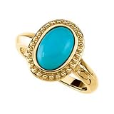 11X7 14K Yellow Gold Genuine Cab Turquoise Ring