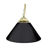 Plain Black 14 Inch Single Shade Bar Lamp - Brass hardware