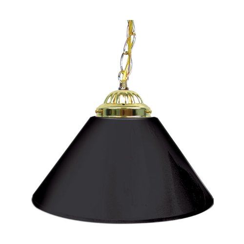 Plain Black 14 Inch Single Shade Bar Lamp - Brass hardware