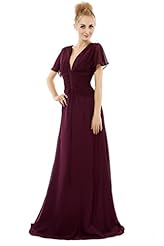V-neck Short Sleeves Chiffon Mother-of-the-Bride Dress 