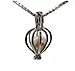 Pearlina Heart Cultured Wish Pearl in Oyster Necklace Set Silver Tone Plated Cage W/Stainless Steel Chain 18