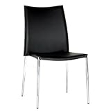 Baxton Studio Leather Dining Chair, Black/Chrome, Set of 2