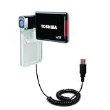 Coiled USB Cable for the Toshiba Camileo S30 HD Camcorder with Power Hot Sync and Charge capabilities - uses Gomadic TipExchange Technology