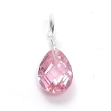 Sterling Silver Pink Briolette Single Drop 8.5x12mm Pendant