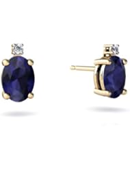 Genuine Sapphire 14kt Yellow Gold Stud Earrings