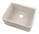 Belle Foret BFF3KITBI Apron Front Single Bowl Fireclay Kitchen Sink, Bisque