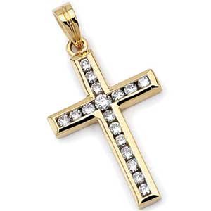 14kt Yellow Gold Righteous Cross Diamond Pendant