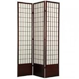 6.5 Tall Window Pane Shoji Screen 3-Panel (Rosewood) (78H x 53W x 1D)