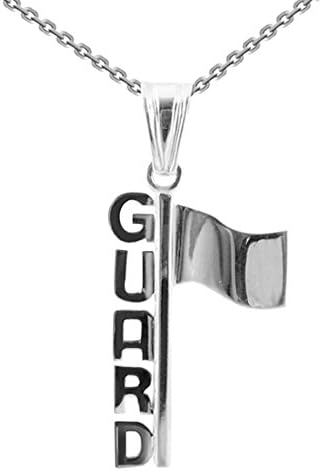 Color Guard Guard and Flag Necklace in Sterling Silver-18"