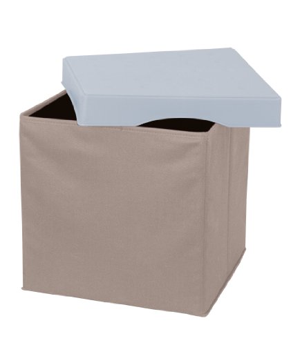 Wenko 2770004100 Aufbewahrungsbox Concept XL - Sitzw&uuml;rfel, faltbar, Polyester, Kunststoff, 33 x 32 x 33 cm, beige-grau