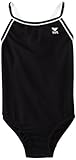 TYR Sport Girls' Durafast Diamondback With Stripping Swim Suit,Black/White,26