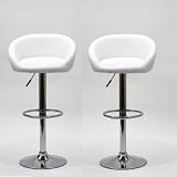 Zuo 2.0 Synthetic Leather Adjustable Bar Stool - White (Set of 2)