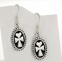 Sterling Silver Heart Peace Ankh Oval Cross Earrings
