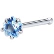20 Gauge L. Blue Star Cubic Zirconia Nose Bone