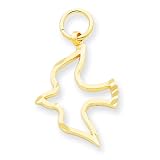 14k Gold Satin & Diamond -Cut Dove Charm