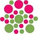Set of 90 - Lime Green / Hot Pink Circles Polka Dots Vinyl Wall Graphic Decals Stickers